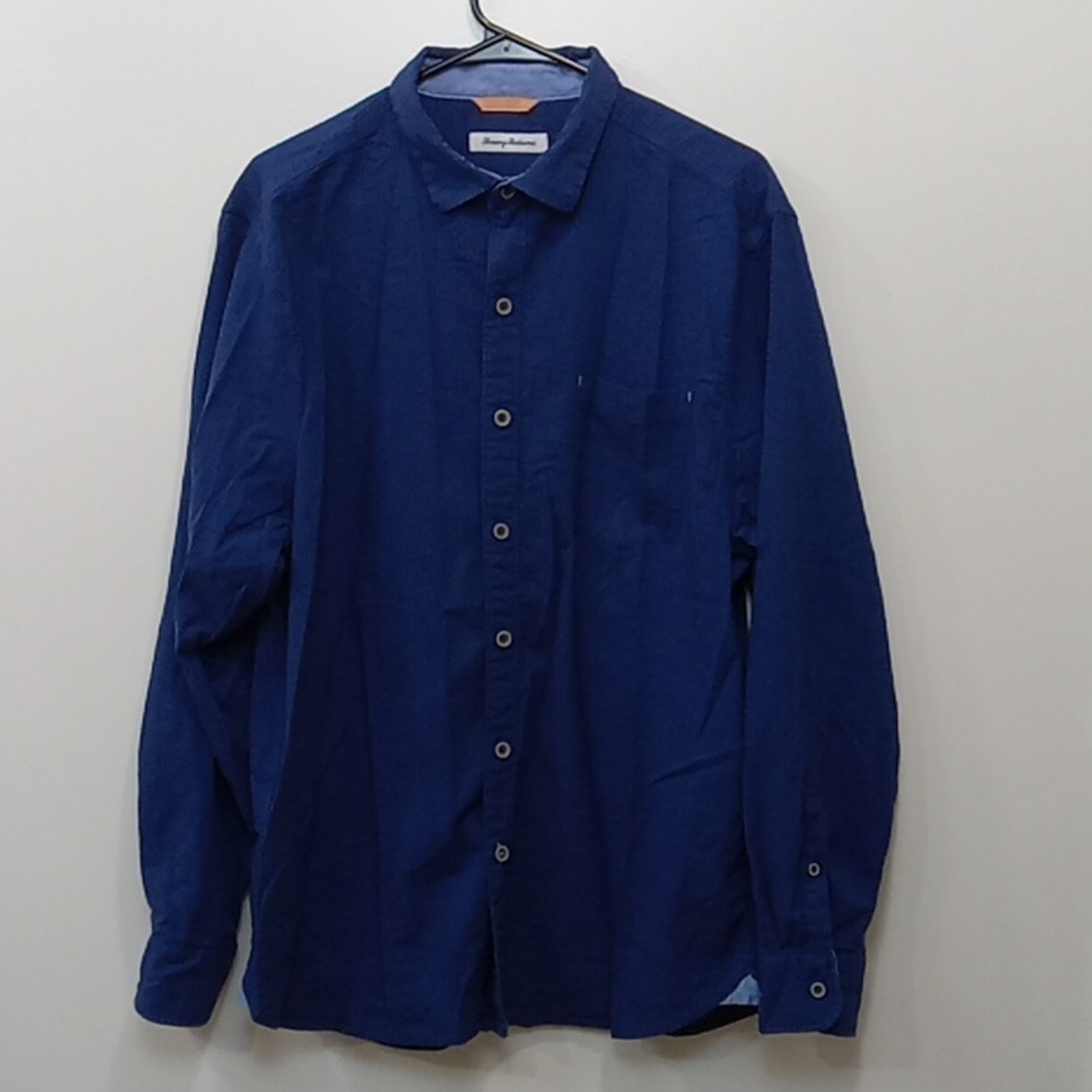 Tommy Bahama Button Down Dress Shirt Men's Sz Large Blue Comfortable EUC NICE!